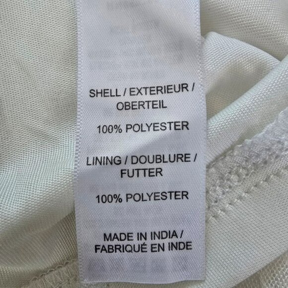 Adrianna Papell Formal White Silver Sequin Evening Gown Size 4 Beaded Illusion - Picture 13 of 14